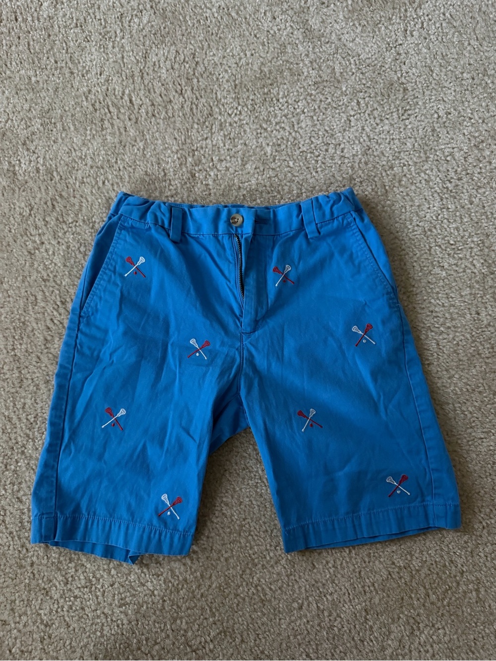 Vineyard Vines Blue Embroidered Lacrosse Flat-Front Shorts